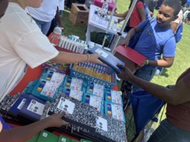 School supplies table