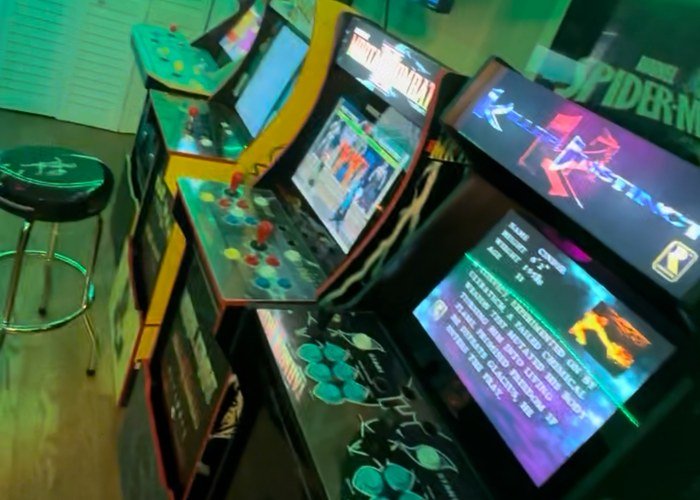 Arcade and movie room with games